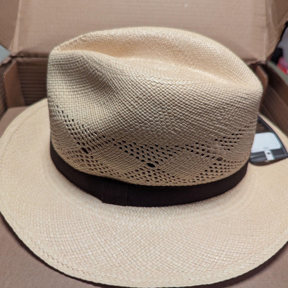 Stylish Tan Fedora Hat with Brown Band